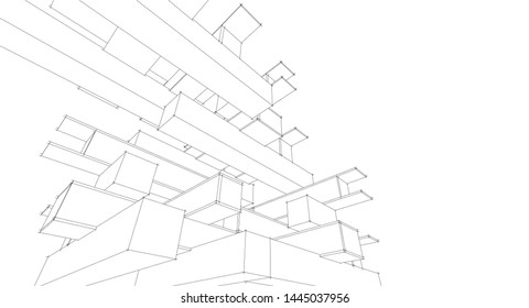 architecture abstract graphics 3d illustration