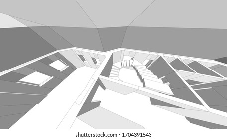 
Architecture, abstract house project 3d render