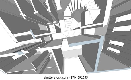 
Arquitectura, rendimiento 3d del proyecto casa abstracto