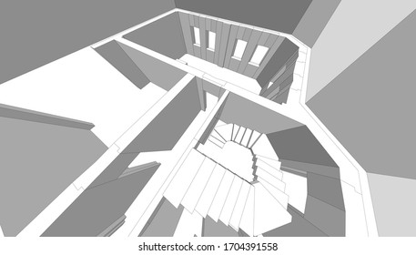 
Architecture, abstract house project 3d render