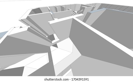 
Architektur, abstraktes Haus Projekt 3d rendern