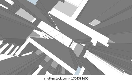 
Arquitectura, rendimiento 3d del proyecto casa abstracto