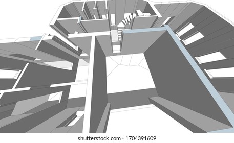 
Architecture, abstract house project 3d render
