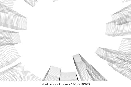 architecture abstract linear vector 3d illustration 