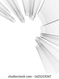 architecture abstract linear vector 3d illustration 