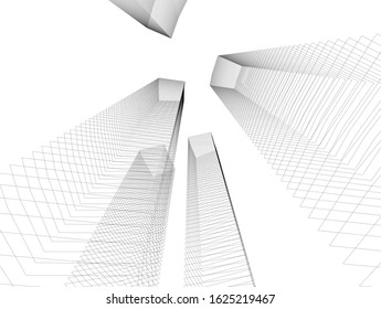 architecture abstract linear vector 3d illustration 