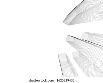 architecture abstract linear vector 3d illustration 