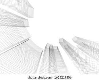 architecture abstract linear vector 3d illustration 