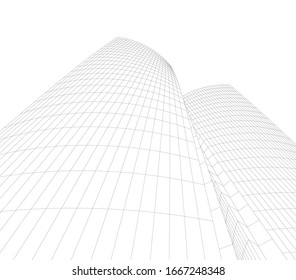 architecture abstract linear vector 3d illustration 