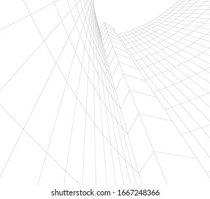architecture abstract linear vector 3d illustration 