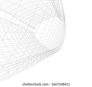 architecture abstract linear vector 3d illustration 