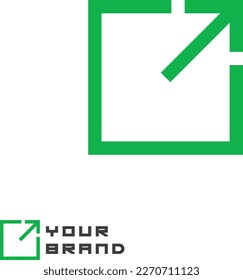 Architecture abstract logo. Interior and furniture symbol. Square icon vector set with green color.