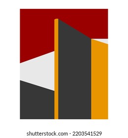 Architecture abstract. Minimal architectural buildings. Minimal city landscape flat style. Mid century architecture boho art print, wall decor, contemporary social media stories, covers. Vector.