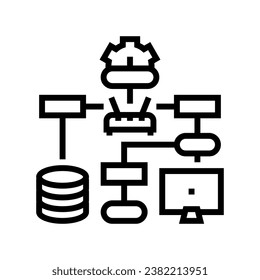 vector de icono de línea de analista de arquitectura de TI. signo de analista de arquitectura. símbolo de contorno aislado ilustración negra
