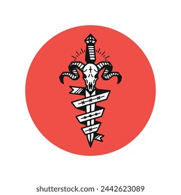 architecture art, sword devil, demon sword icon, goat demon creative, goat icon