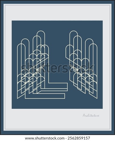Architecture. The artistic composition is linear modern graphics. The poster