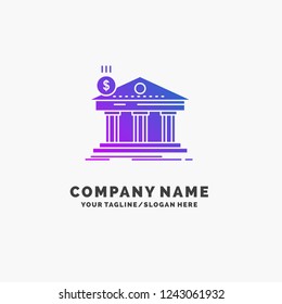 Architecture, bank, banking, building, federal Purple Business Logo Template. Place for Tagline.