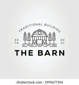 architecture barn and cottage outline logo vector illustration dsign