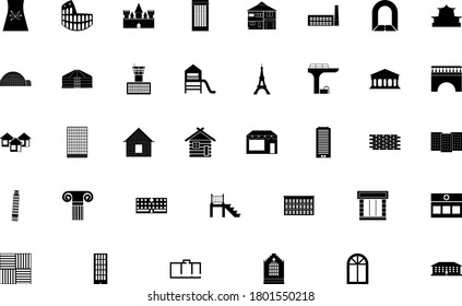 Architecture black color set solid style