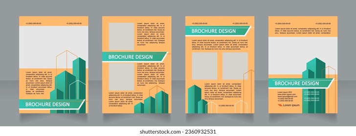 Architecture blank brochure design. Planning office buildings. Template set with copy space for text. Premade corporate reports collection. Editable 4 paper pages. Calibri, Arial fonts used