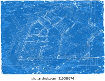 architecture blueprint - 3d house plan / vector illustration / Eps10
