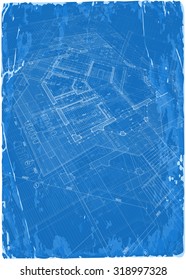 architecture blueprint - 3d house plan / vector illustration / Eps10