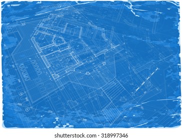 architecture blueprint - 3d house plan / vector illustration / Eps10