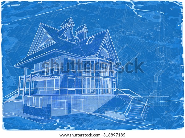 Architecture Blueprint 3d House Vector Illustration Stock Vector ...