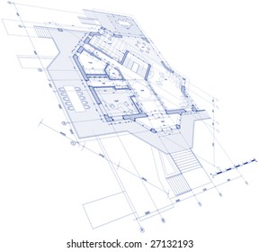plano de arquitectura: plan de casa abstracto - fondo vectorial