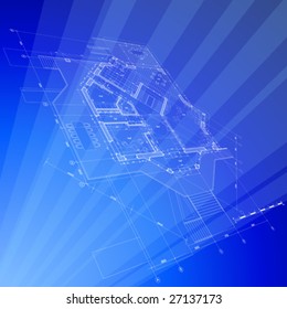 architecture blueprint: abstract house plan - vector background