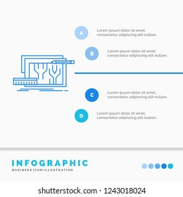Architecture, blueprint, circuit, design, engineering Infographics Template for Website and Presentation. Line Blue icon infographic style vector illustration