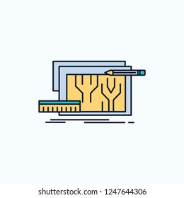 Architecture, blueprint, circuit, design, engineering Flat Icon. green and Yellow sign and symbols for website and Mobile appliation. vector illustration