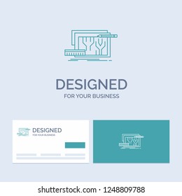 Architecture, blueprint, circuit, design, engineering Business Logo Line Icon Symbol for your business. Turquoise Business Cards with Brand logo template