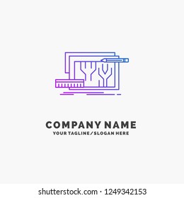 Architecture, blueprint, circuit, design, engineering Purple Business Logo Template. Place for Tagline