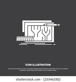 Architecture, blueprint, circuit, design, engineering Icon. glyph vector symbol for UI and UX, website or mobile application