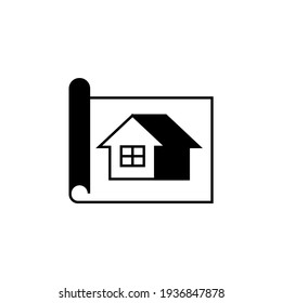 Architekturplan, Bauart, Design-Symbol auf schwarz-weißem Hintergrund 
