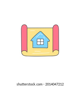 Architecture blueprint, construction, design icon in color icon, isolated on white background 