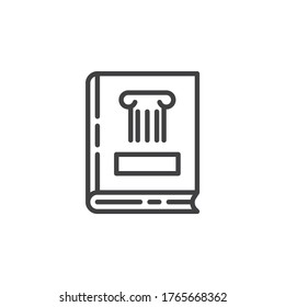 Architecture book line icon. linear style sign for mobile concept and web design. Book with ancient pillar outline vector icon. Symbol, logo illustration. Vector graphics