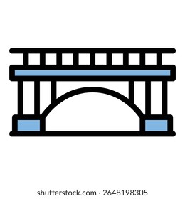 ícone de ponte de arquitetura ilustração de estilo de linha plana representando a engenharia estrutural e conectividade, adequado para projeto de infraestrutura, engenharia civil