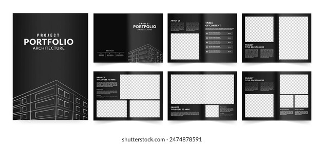 Architecture Brochure Template, Black and White Portfolio Layout