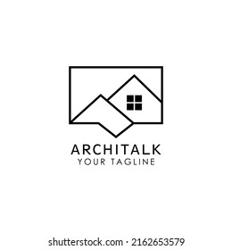 Architecture bubble talk callout monoline elegant. Vector logo