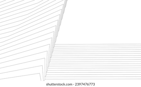 Edificio de arquitectura 3d. Esbozo conceptual.