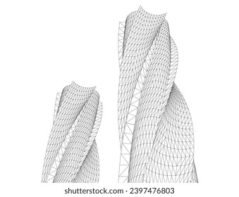 Architecture building 3d. Concept sketch.