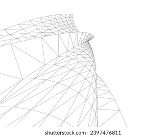 Architecture building 3d. Concept sketch.