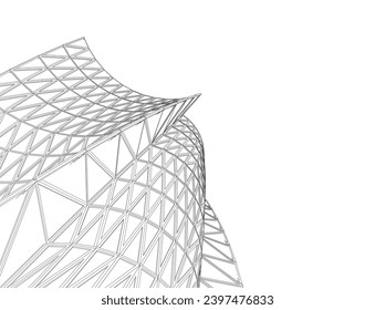 Edificio de arquitectura 3d. Esbozo conceptual.