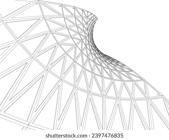 Architektur Gebäude 3d. Concept Sketch.