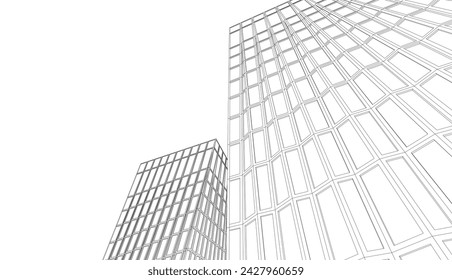 Arquitectura edificio 3d. Boceto conceptual.