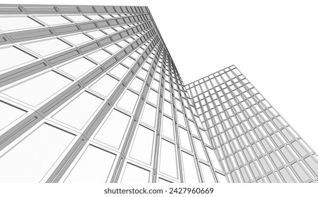 Arquitectura edificio 3d. Boceto conceptual.
