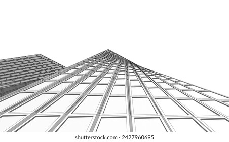 Architecture building 3d. Concept sketch.