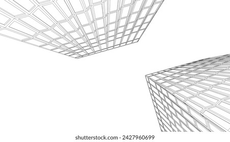 Architecture building 3d. Concept sketch.